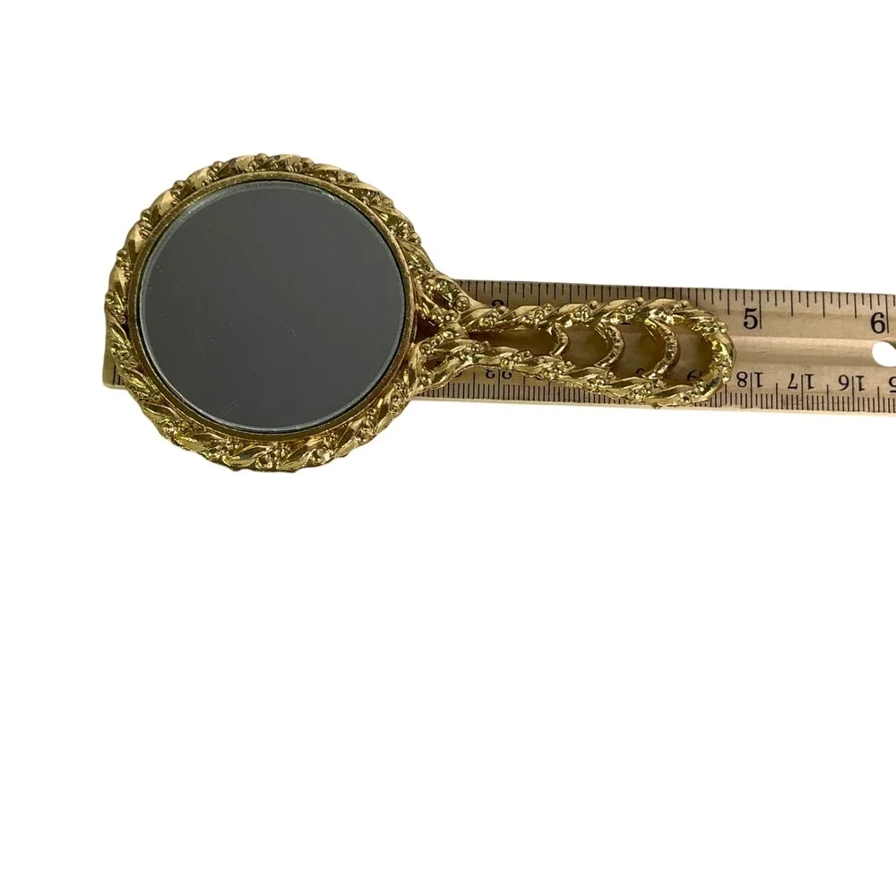 Vintage Gold Filigree Vanity Set Mirror Lipstick Holders Hollywood Regency